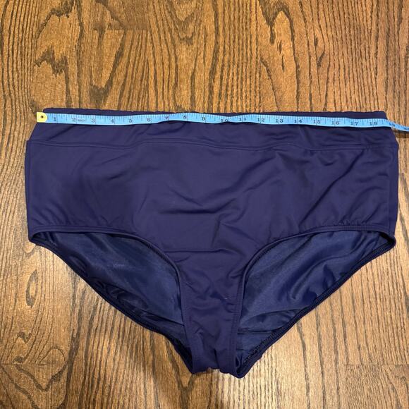 Lands End Solid Blue Bikini Bottom Mid Rise Plus Size 20W Brief Banded Waist - Picture 6 of 6